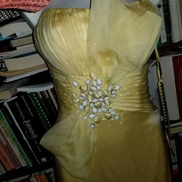 Cream yellow vintage elegant long tulle off-shoulder floor-length ball gown, evening dress, party dress nv3714