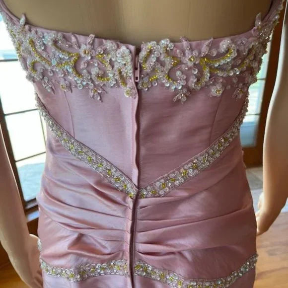 Pink Gorgeous Exquisite Beading Long Taffeta Ball Gown Evening Dress Party Dress nv3659