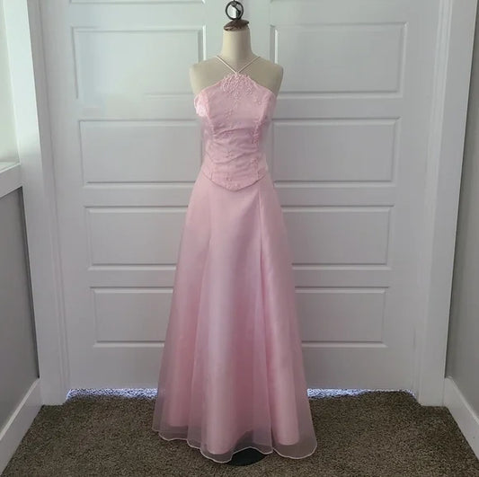 Pink Fashion Embroidered Strap Long Satin Prom Dress Evening Dress Party Dress nv3639