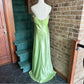 Green Vintage Elegant Fairy Long Satin Princess Floor Length Prom Dress Homecoming Gown Evening Gown Party Dress nv3628