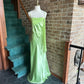 Green Vintage Elegant Fairy Long Satin Princess Floor Length Prom Dress Homecoming Gown Evening Gown Party Dress nv3628