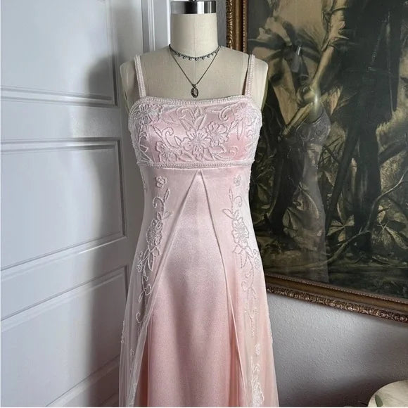 Peach Pink Vintage Fashion Exquisite Beading Elegant Spaghetti Strap Long Satin Ball Gown Evening Dress Party Dress Prom Dress nv3772