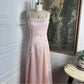 Peach Pink Vintage Fashion Exquisite Beading Elegant Spaghetti Strap Long Satin Ball Gown Evening Dress Party Dress Prom Dress nv3772