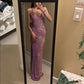 Pink Sparkly Elegant Fashion V-neck Long Sequined Ball Gown Evening Dress Birthday Party Dress Prom Dress nv3840