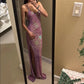 Pink Sparkly Elegant Fashion V-neck Long Sequined Ball Gown Evening Dress Birthday Party Dress Prom Dress nv3840