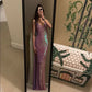 Pink Sparkly Elegant Fashion V-neck Long Sequined Ball Gown Evening Dress Birthday Party Dress Prom Dress nv3840