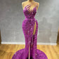 Pink purple luxury gorgeous beaded long ball gown unique evening dress nv35