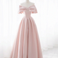 Simple and elegant pink satin long ball gown evening dress nv1909