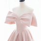 Simple and elegant pink satin long ball gown evening dress nv1909