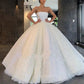 Glitter Strapless Ball Gown Wedding Dresses Sparkly Bridal Gown nv387