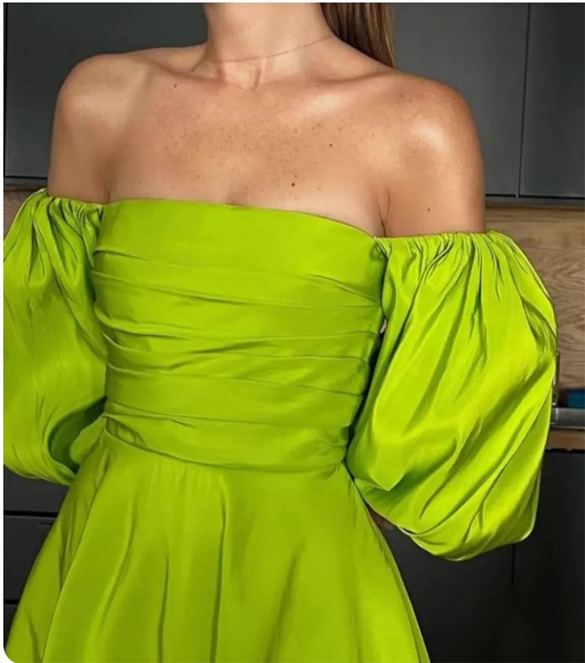 Shoulder Celebrity Dresses Long A Line Satin Evening nv1644