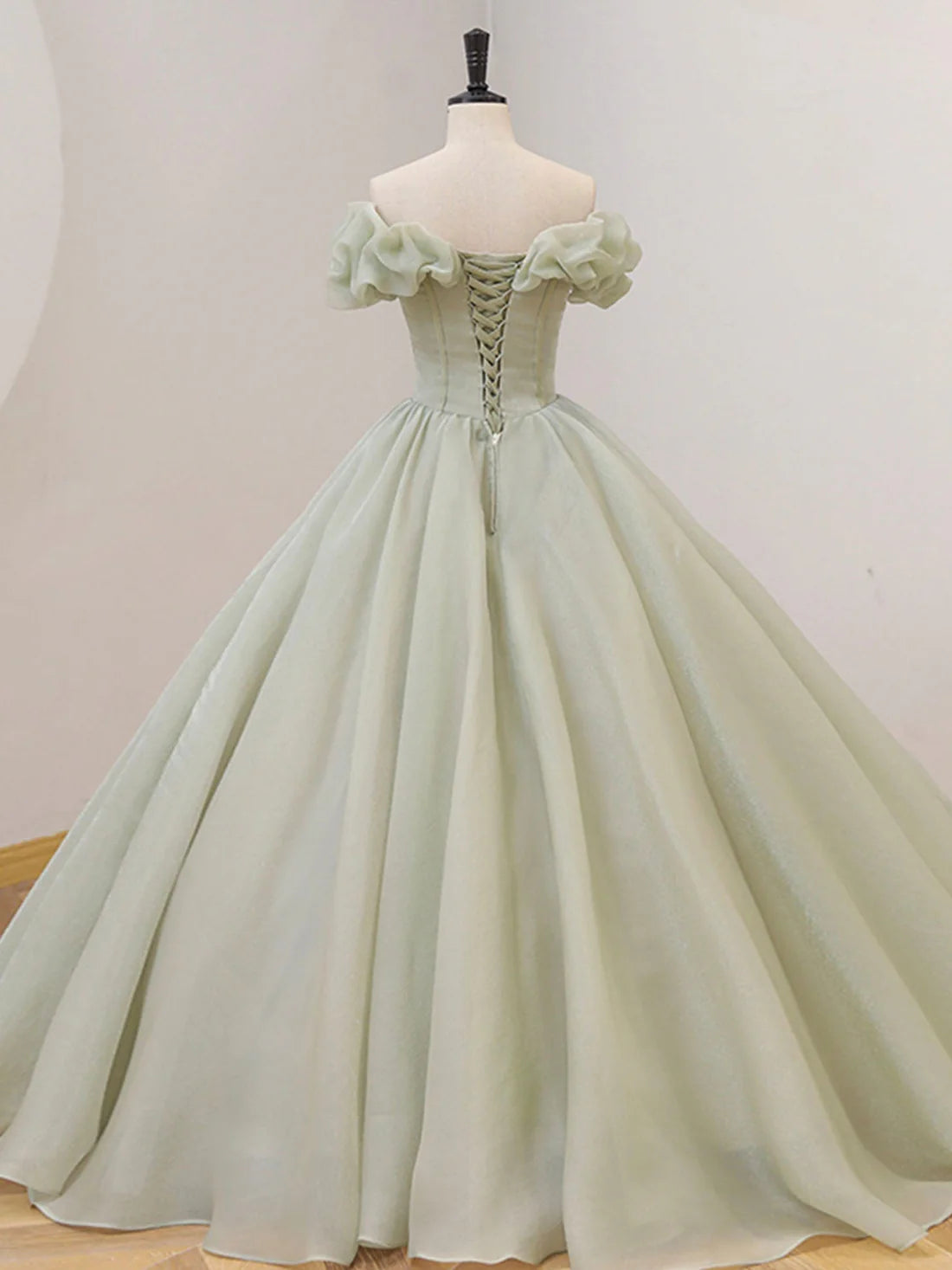Green Tulle Beading Long Prom Dresses, Green Formal Graduation Dresses nv1529