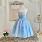 Blue sweet and cute Tutu dress with a purple flower around the waist, A-line skirt, mid-length/short prom dress, evening dress, adult ceremony dress, birthday dress, prom dress nv4097