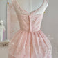 Pink retro cute fashion elegant embroidered flower bud dress long waist tulle velvet bow embellishment cake skirt ball dress evening dress prom dress nv4087