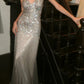 Robe de soirée sirène argentée à sequins, décolleté plongeant et col halter - Taille et couleur personnalisables NV6542