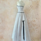 Black and white classic polka dot retro fashion A-line skirt bow tie long floor-length trailing tulle chiffon ball gown evening dress birthday adult ceremony party dress nv4092