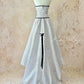 Black and white classic polka dot retro fashion A-line skirt bow tie long floor-length trailing tulle chiffon ball gown evening dress birthday adult ceremony party dress nv4092