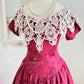 Pink Retro Elegant Red Camellia Floral A-Skirt Exquisite Lace Long Satin Ball Gown Evening Dress Party Dress Prom Dress nv4099
