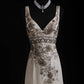 NiceVestidos--Vintage Off-White Beaded Dress Exquisite Beaded Long Ball Gown Graduation Dress NV5860