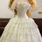 White lace vintage elegant long tulle princess ball gown evening dress party dress nv5010