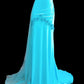 Vintage dress Tiffany blue backless exquisite beaded long satin prom dress evening dress nv5231