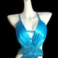 Vintage water blue exquisite beading elegant mermaid backless sexy long satin floor-length prom dress evening dress nv5235