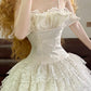 White lace vintage elegant long tulle princess ball gown evening dress party dress nv5010