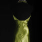 Green Vintage Elegant Exquisite Beading Long Satin Floor Length Train Ball Gown Evening Gown Party Dress nv4121