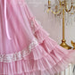 Pink Retro Sweet Cute Fashion Exquisite Lace Bow Puff Sleeve Ruffle Princess Dress Long Tulle Chiffon Ball Dress Evening Dress Birthday Adult Ceremony Party Dress nv4090