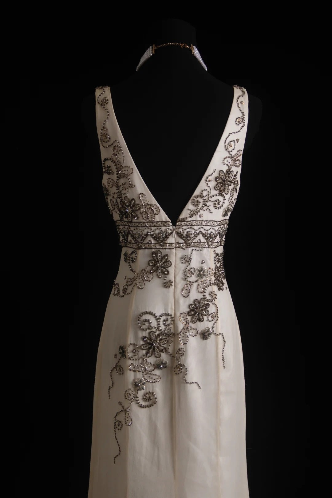 NiceVestidos--Vintage Off-White Beaded Dress Exquisite Beaded Long Ball Gown Graduation Dress NV5860