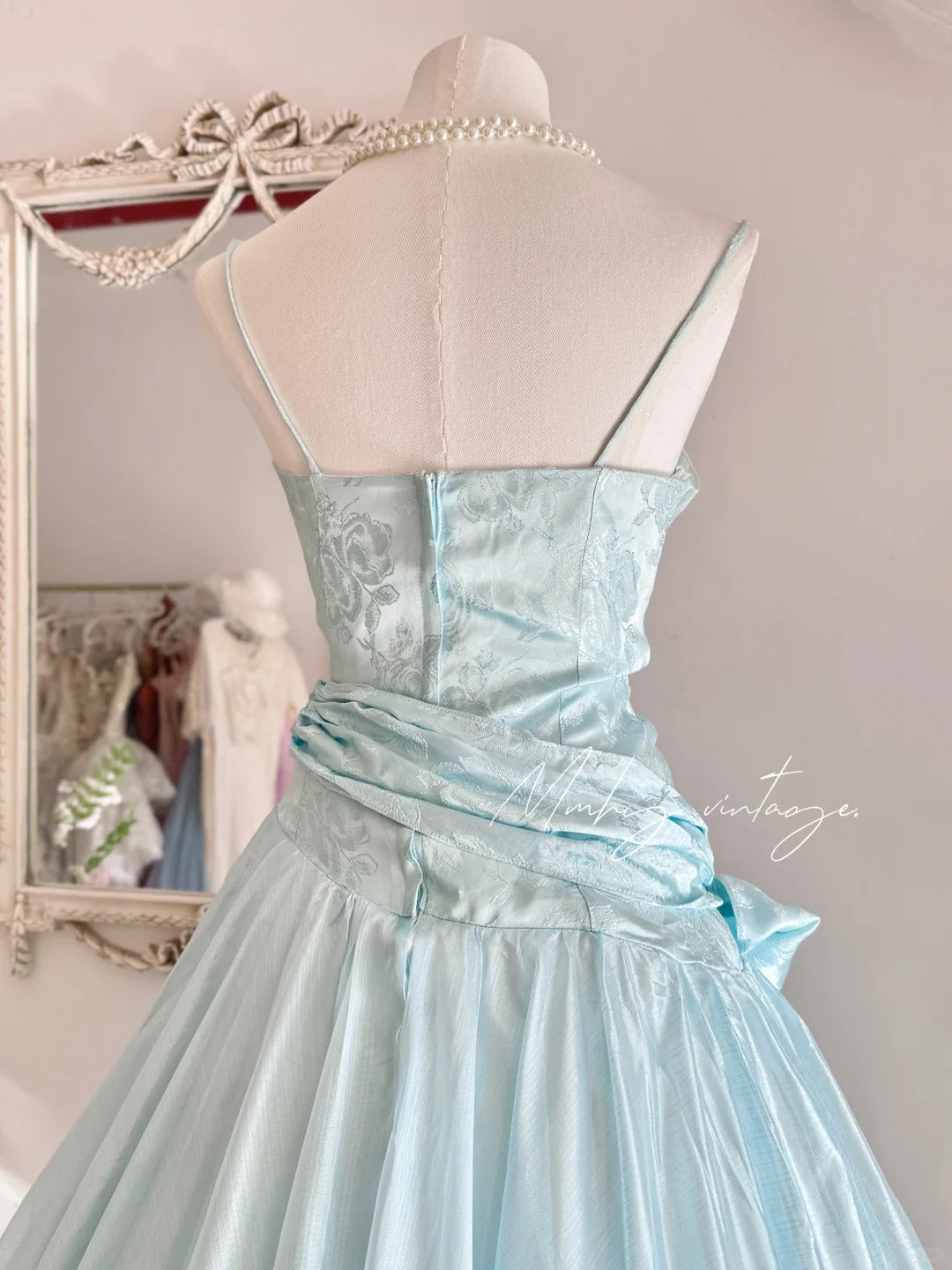 Blue Retro Cute Fashion Elegant Spaghetti Strap Long Tulle Ball Gown Evening Dress Prom Dress nv4088