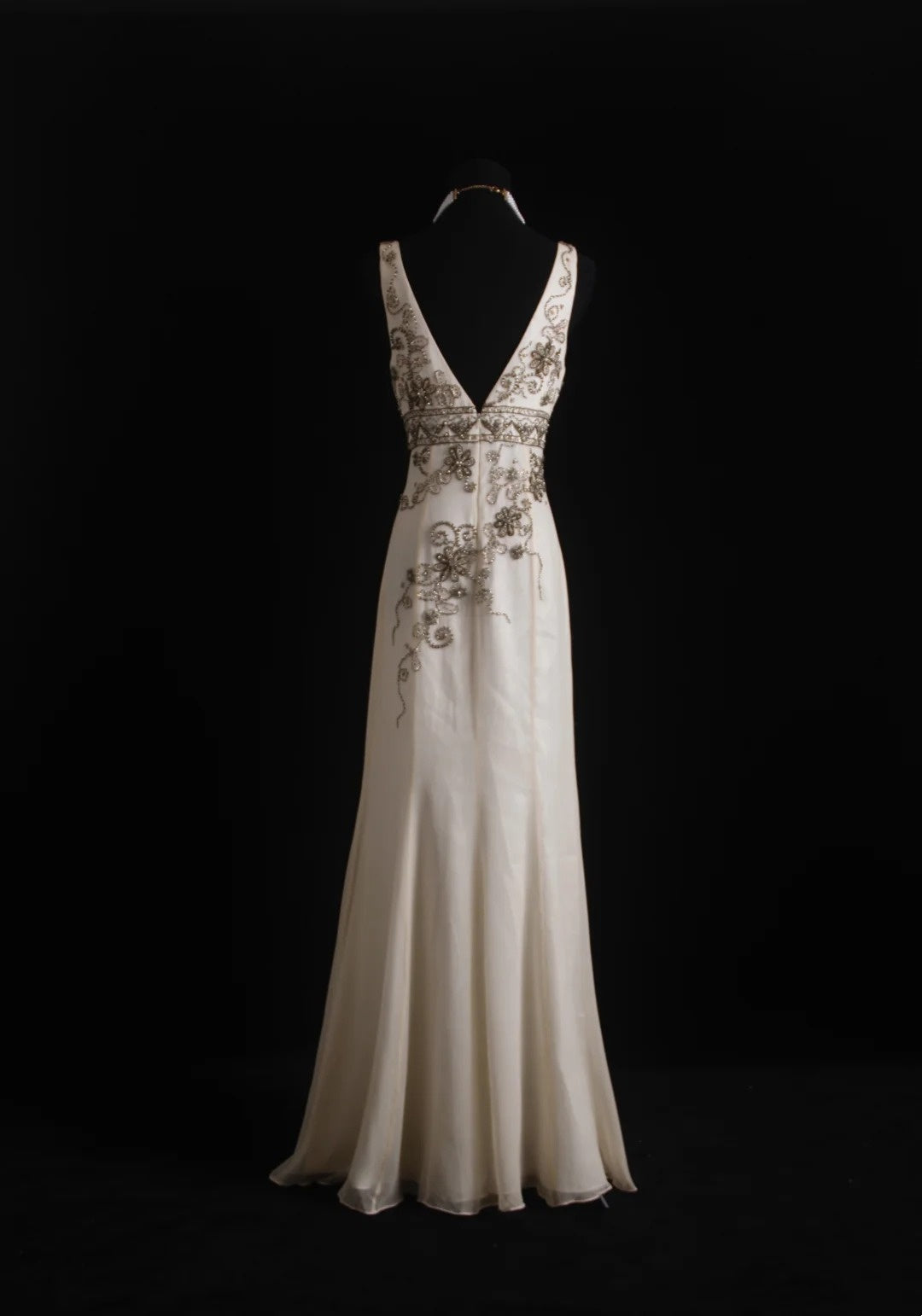 NiceVestidos--Vintage Off-White Beaded Dress Exquisite Beaded Long Ball Gown Graduation Dress NV5860