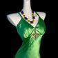 Green spaghetti strap elegant satin long prom dress evening gown nv5229