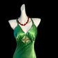 Green spaghetti strap elegant satin long prom dress evening gown nv5229
