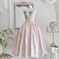 Pink princess exquisite little pearl embellished dress satin A-line floral lace long coming-of-age ceremony birthday sweet little princess prom dress evening dress coming-of-age ceremony birthday dress prom dress nv4084