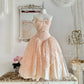 Peach orange tube top elegant exquisite lace princess dress medium length/short prom dress evening dress adult dress birthday dress prom dress nv4096