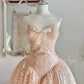 Peach orange tube top elegant exquisite lace princess dress medium length/short prom dress evening dress adult dress birthday dress prom dress nv4096