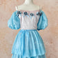 Blue Ice Rose Cake Dress Retro Sweet Cute Fashion Puff Sleeves Ruffle Princess Dress Long Cake Skirt Tulle Chiffon Ball Dress Evening Dress Birthday Adult Ceremony Party Dress nv4091