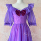 Grape Purple Retro Fashion Cute Puff Sleeves Wood Ear Edge Long Tulle Chiffon Ball Gown Evening Gown Birthday Adult Ceremony Party Gown nv4093
