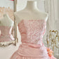 Pale Pink Retro Floral Elegant A-skirt Exquisite Sequin Midi/Short satin Homecoming Dress Prom Dress Evening Dress Birthday Party Dress Prom Dress Wedding Dress Quinceanera Dress nv4101
