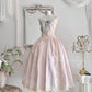 Pink princess exquisite little pearl embellished dress satin A-line floral lace long coming-of-age ceremony birthday sweet little princess prom dress evening dress coming-of-age ceremony birthday dress prom dress nv4084