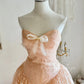 Peach orange tube top elegant exquisite lace princess dress medium length/short prom dress evening dress adult dress birthday dress prom dress nv4096