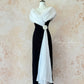 Black and white classic retro elegant Hepburn style with camellia on the waist long left lower skirt small slit slim fit satin tulle ball gown evening gown adult dress birthday gown ball gown nv4095