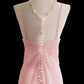 Pink Fashion Elegant Suspender Long Mermaid Slim Fishtail Skirt Chiffon Floor Length Train Ball Gown Evening Dress Wedding Bridesmaid Party Dress Prom Dress nv3865