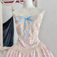 Pink princess exquisite little pearl embellished dress satin A-line floral lace long coming-of-age ceremony birthday sweet little princess prom dress evening dress coming-of-age ceremony birthday dress prom dress nv4084