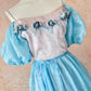 Blue Ice Rose Cake Dress Retro Sweet Cute Fashion Puff Sleeves Ruffle Princess Dress Long Cake Skirt Tulle Chiffon Ball Dress Evening Dress Birthday Adult Ceremony Party Dress nv4091