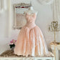 Peach orange tube top elegant exquisite lace princess dress medium length/short prom dress evening dress adult dress birthday dress prom dress nv4096