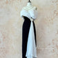 Black and white classic retro elegant Hepburn style with camellia on the waist long left lower skirt small slit slim fit satin tulle ball gown evening gown adult dress birthday gown ball gown nv4095