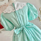 Mint Green Petal Baby Doll Collar and Puff Sleeves Embroidered Little Roses Vintage Elegant A-skirt Delicate Short chiffon Homecoming Dress Prom Dress Evening Dress garden Party Dress Prom Dress Wedding Flower Girl Dress nv4100