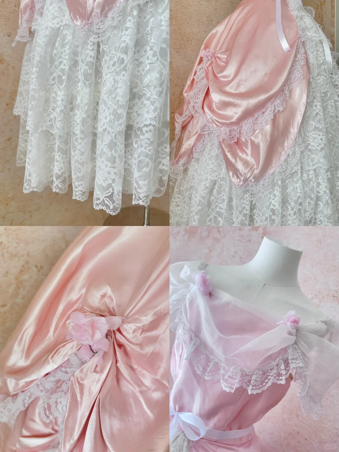 Pink Retro Elegant Sweet Exquisite Lace Cake Princess Dress Long Adult Ceremony Dress Birthday Dress Prom Dress Evening Dress nv4094